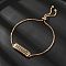 Rectangle Brass Micro Pave Cubic Zirconia Link Slider Bracelets, Cadmium Free & Lead Free, Long-Lasting Plated, Golden, Inner Diameter: 2-5/8 inch(6.8cm)