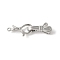 Brass Fold Over Clasps, Lead Free & Cadmium Free, Long-Lasting Plated, Rack Plating, Butterfly, Platinum, 33mm