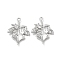 Brass Pendant with Clear Glass, Maple Leaf Charms, Real Platinum Plated, 20x15x2mm, Hole: 1.2mm