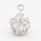 Brass Micro Pave Cubic Zirconia Pendants, Crown, Platinum, 16x11x8mm, Hole: 2mm