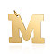 201 Stainless Steel Pendants, Letter, Golden, Letter.M, 29.5x36x1.5mm, Hole: 4.5mm
