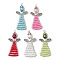 Glass Seed Beads Pendants, with Antique Silver Brass Findings, Angle, Mixed Color, 49x23.5x8.5mm, Hole: 2mm