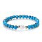 Synthetic Turquoise Heart & Round Beaded Stretch Bracelet