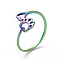 Ion Plating(IP) 201 Stainless Steel Paw Print and Heart Finger Ring, Hollow Wide Ring for Women, Rainbow Color, US Size 6 1/2(16.9mm)