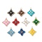 Natural & Synthetic Mixed Gemstone & Glass Seed Beaded Star Pendants, with 304 Stainless Steel Open Jump Rings, Golden, Mixed Dyed and Undyed, 25.5x25.5x7.5mm, Hole: 3.3mm