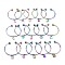 304 Stainless Steel Cuff Bangles, Torque Bangles, Mixed Shapes Charm Bangles, Rainbow Color, 2-3/8 inch(5.9cm)