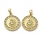 Brass Micro Pave Cubic Zirconia Pendants, Cadmium Free & Nickel Free & Lead Free, Flat Round with Shell Shape Charms, Real 18K Gold Plated, 19x16.5x3mm, Hole: 4.5x2.5mm