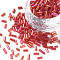 Tube AB-Color Plated Glass Bugle Beads, Transparent Colours Rainbow, Crimson, 4~4.5x2mm, Hole: 1mm, about 450g/bag, 14000pcs/bag