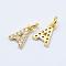 Brass Micro Pave Grade AAA Cubic Zirconia Charms, Letter A, Cadmium Free & Nickel Free & Lead Free, Real 18K Gold Plated, 8.5x6x1.5mm, Hole: 2mm