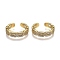 Adjustable Brass Micro Pave Clear Cubic Zirconia Cuff Rings, Open Rings, Long-Lasting Plated, Rectangle, Real 18K Gold Plated, US Size 6 1/4(16.7mm)