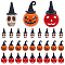 30Pcs 3 Styles Halloween Dyed Synthetic Turquoise & Alloy Pendants, Skull & Pumpkin with Witch Hat Charms, Mixed Color, 24.5~26x10.5~16x11~12mm, Hole: 1.6~2.5mm, 10pcs/style