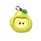 Opaque Resin Pendnats,  Pear, with Platinum Iron Loop, Green Yellow, 24x20.5x6mm, Hole: 2mm