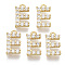 Brass Micro Pave Cubic Zirconia Charms, Nickel Free, Letter, Clear, Real 18K Gold Plated, Letter.E, 13x7.5x2.5mm, Hole: 1.2mm