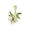 Alloy Green Enamel Bamboo Shaped Connector Charms, with ABS Imitation Pearl, Cadmium Free & Nickel Free & Lead Free, Rack Plating, Golden, 18.5x12x5mm, Hole: 1.2mm