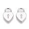 Rack Plating Alloy Pendants, Lock, Platinum, 15.5x10x2.5mm, Hole: 4x4mm