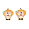304 Stainless Steel Enamel Pendants, Ion Plating(IP), Golden, Farmer, 16.5x14.5x1.5mm, Hole: 1.4mm