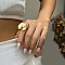 Matte Gold Alloy Adjustable Rings for Women, Flower, US Size 8(18.1mm)