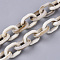 Handmade Acrylic Cable Chains, Imitation Gemstone Style, Two Tone Color, Faceted, Oval, Old Lace, 25.5x18x6mm, 1m/strand
