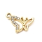 Alloy Rhinestone Pendants, UV Plated, Butterfly, Golden, 14.5x19.5x2.5mm, Hole: 1.8mm
