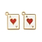 304 Stainless Steel Enamel Pendants, Ace of Hearts Charms, Ion Plating(IP), Real 18K Gold Plated, 19x15x2mm, Hole: 1.5mm