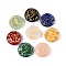 Glass Beads, Flat Round with Flower, Golden Metal Enlaced, Mixed Color, 18x7mm, Hole: 1mm