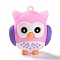 PVC Cartoon Owl Doll Pendants, for Keychains, Plum, 43x37x26mm, Hole: 3mm