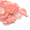Teardrop Cherry Quartz Glass Pendants, with Platinum Tone Brass Findings, 25~29x16~17x5~6mm, Hole: 2x7mm