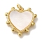 Rack Plating Brass Pave Shell Pendants, Heart Charms with Jump Rings, Long-Lasting Plated, Lead Free & Cadmium Free, Real 18K Gold Plated, 18.5x20x2mm, Hole: 3mm