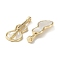 Natural White Shell Musical Instrument Pendants, Brass Micro Pave Clear Cubic Zirconia Guitar Charms, Real 18K Gold Plated, 22.5x10x3mm, Hole: 1mm