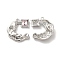 Alloy Pendant, with Glass, Platinum, Lead Free & Cadmium Free, Moon Charm, Misty Rose, 23x20x4mm, Hole: 1.6mm