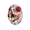 Butterfly Printed Glass Oval Cabochons, Colorful, 25x18x6mm