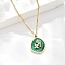 304 Stainless Steel Micro Pave Cubic Zirconia constellation Pendant Necklaces, with Synthetic Malachite, Golden, Sagittarius, 17.72 inch(45cm) long+50mm extender
