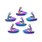 Rainbow Color Alloy Pendants, Cadmium Free & Lead Free, Yacht, 18.5x24x4mm, Hole: 2mm