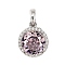 925 Sterling Silver Pave Cubic Zirconia Pendants, Real Platinum Plated, Round, 16x13.5x7mm, Hole: 4.5x3.5mm