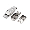 Non-Tarnish 201 Stainless Steel Watch Band Clasps, with Three or Four Sawtooth, Rectangle, Stainless Steel Color, 26x13mm, Hole: 10x2~3mm