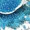 Transparent Colours Glass Seed Beads, Round, Deep Sky Blue, 4.5x4mm, Hole: 1mm, about 5000pcs/pound