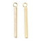 304 Stainless Steel Pendants, Bar Charm, Real 24K Gold Plated, 23x2x2mm, Hole: 1.8mm