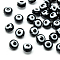 Resin Beads, Flat Round, Evil Eye, Black, 7.5~8x5~6mm, Hole: 1.8~2mm