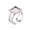 Non-Tarnish 201 Stainless Steel Cuff Pad Ring Settings, Laser Cut, Square, Stainless Steel Color, Tray: 10x10mm, US Size 7 1/4(17.5)~US Size 8(18mm)