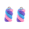 Handmade Polymer Clay Charms, with Platinum Tone Iron Findings, Marshmallow, Colorful, 17~19x9~10x9~10mm, Hole: 2mm