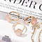 Star Natural Rose Quartz Adjustable Rings, Brass Finger Rings for Women, Inner Diameter: 18mm