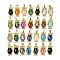 Natural & Synthetic Gemstone Pendant, with Brass Findings,  Lead Free & Cadmium Free, Long-Lasting Plated, Owl, 28.5x15.5x7mm, Hole: 5x8mm