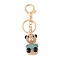 Zinc Alloy Rhinestone Keychain, Bear, Light Sky Blue, 11.25cm