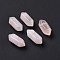 Natural Rose Quartz Double Terminal Pointed Pendants, Faceted Bullet Charm, 18.5~20x8~9x8~9mm, Hole: 1.5mm