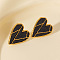 304 Stainless Steel Heart-shaped Stud Earrings, Vintage European American Earrings, Golden, Black, 21x18mm