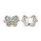 Brass Micro Pave Cubic Zirconia Connector Charms, Cadmium Free & Nickel Free & Lead Free, Enamel Style, Butterfly, Platinum, 15.5x21.5x2.5mm, Hole: 1.5mm