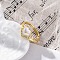 Brass Micro Pave Clear Cubic Zirconia Cuff Finger Rings, Heart Rings for Women, with Resin, Long-Lasting Plated, Rack Plating, Lead Free & Cadmium Free, Real 18K Gold Plated, 2~9.5mm, Inner Diameter: 16mm