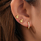 3Pcs Sterling Silver Butterfly Earring Sets, with Clear Cubic Zirconia, Golden, 6x8~9mm