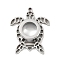 304 Stainless Stee Locket Pendants, with Glass, Sea Turtle Charm, Stainless Steel Color, 43x36x10.5mm, Hole: 2.5mm