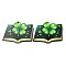 Saint Patrick's Day Single Face Printed Wood Pendants, Book Charms with Clover, Green, 36x49x2.5mm, Hole: 2mm